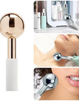 CryoGlow Facial Globe Massager - Rose Gold with White Silicone Handle